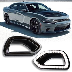 Switchback White/Amber LED Front Grille Light Daytime Running Lamp Amber Sequential Turn Signal Light Feature Compatible with Dodge Charger 2015-2019 SRT Scat Pack