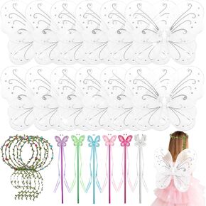 Zeyune 12 مجموعة من أجنحة الفراشات وأجنحة الجنيات زي الأميرة إكليل الجنيات لحفلات الزفاف وأعياد الميلاد وحفلات الفتيات (أبيض، كلاسيكي) in Kuwait