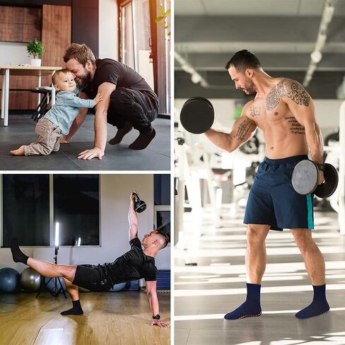 Tphon Mens Non Slip Socks for Yoga Pilates Anti Skid Grip Socks for Men 3 Pack Home Slipper Hospital Socks for Adult Elderly in Saudi Arabia