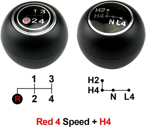 Gear Shift Knob Lever Shifter Pen Head Handball Compatible with to-yota La-nd Cr-uisers 40 Series FJ40 FJ43 FJ45 BJ40 BJ45 HJ47 1969-1984-Red 4 Speed+H4 in Kuwait