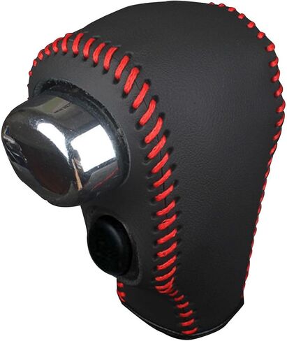 Car Gear Shift Knob Cover, Leather Stick Shift Cover with Needle & Thread, Car Decorations Accessorie Car Shift Knob Cover Compatible with Honda CR-V 2007-2011-Black Leather with red Thread in Saudi Arabia