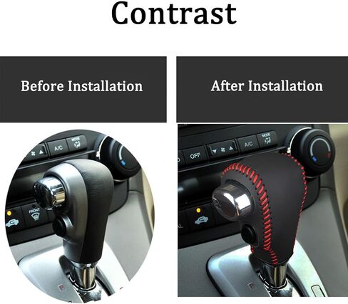 Car Gear Shift Knob Cover, Leather Stick Shift Cover with Needle & Thread, Car Decorations Accessorie Car Shift Knob Cover Compatible with Honda CR-V 2007-2011-Black Leather with red Thread in Saudi Arabia