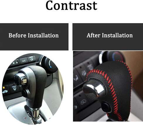 Car Gear Shift Knob Cover, Leather Stick Shift Cover with Needle & Thread, Car Decorations Accessorie Car Shift Knob Cover Compatible with Honda CR-V 2007-2011-Black Leather with red Thread in Saudi Arabia
