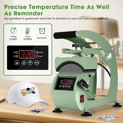 Hat Press Machine - Hat Press Heat Machine for Caps, Digital Control Hat Press with 2 Platens Auto-Off Safety, Handheld Hat Heat Press Machine for DIY Project in Saudi Arabia