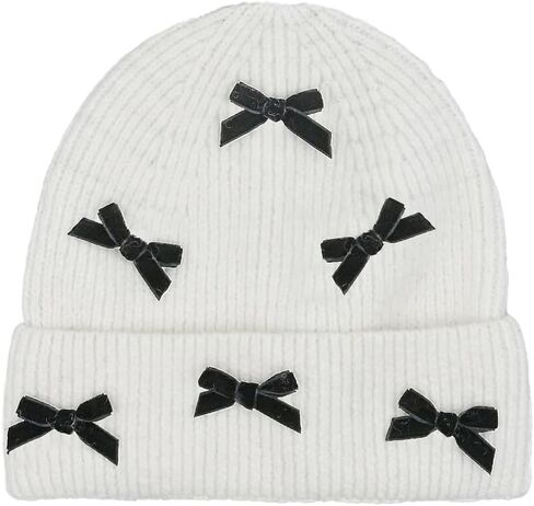 Funky Junque Beanie for Women Winter Hats Chenille Velvet Bow Knit Ladies Warm Ski Cap Fashion in Kuwait