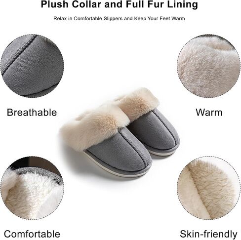Women's Slippers Fluffy Slippers Memory Foam Slippers Warm Comfy House Slippers for Women Non-Slip Indoor Outdoor in Saudi Arabia