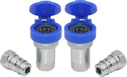 2 Sets 1/2'' NPT Ag Poppet Valve Tractor Hydraulic Quick Connect Coupling Quick Coupler ISO7241-A/ISO5675 W/Dust Caps Replace 6600 Series in Kuwait