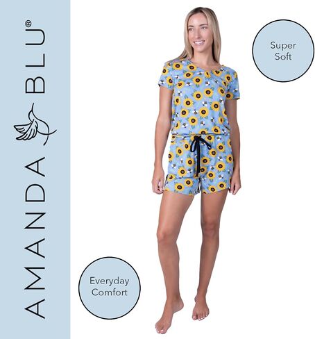 Amanda Blu Women’s Classic Pajamas Top & Shorts Lounge/PJ Set, Super Soft, Comfy Wide Leg in Saudi Arabia