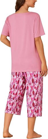 LYANER Women's Short Sleeve and Printed Capri Pants Pajamas Sets Sleepwear Loungewear in Saudi Arabia