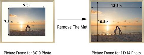 Golden State Art, 11x14 Picture Frame Gold Aluminum (Shiny Brushed) Display Pictures 8x10 with Mat or 11x14 Without Mat Wall Mounting Real Glass Metal Photo Frame in Kuwait