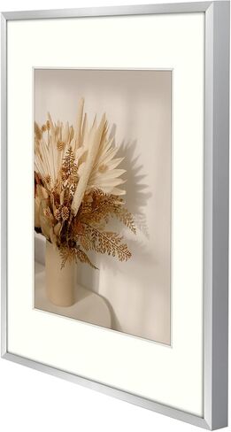 Golden State Art, 11x14 Picture Frame Gold Aluminum (Shiny Brushed) Display Pictures 8x10 with Mat or 11x14 Without Mat Wall Mounting Real Glass Metal Photo Frame in Kuwait