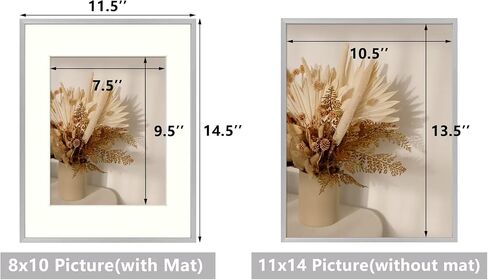 Golden State Art, 11x14 Picture Frame Gold Aluminum (Shiny Brushed) Display Pictures 8x10 with Mat or 11x14 Without Mat Wall Mounting Real Glass Metal Photo Frame in Kuwait