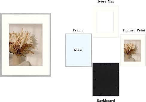 Golden State Art, 11x14 Picture Frame Gold Aluminum (Shiny Brushed) Display Pictures 8x10 with Mat or 11x14 Without Mat Wall Mounting Real Glass Metal Photo Frame in Kuwait