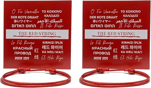 (عبوتان) سوار من النايلون الشمعي الأحمر قابل للتعديل للرجال والنساء - للجنسين مقاوم للماء وحماية العاطفة وقوة التعويذة وسحر الحظ السعيد والطاقة الحمراء سلسلة من الحب المصير in Kuwait