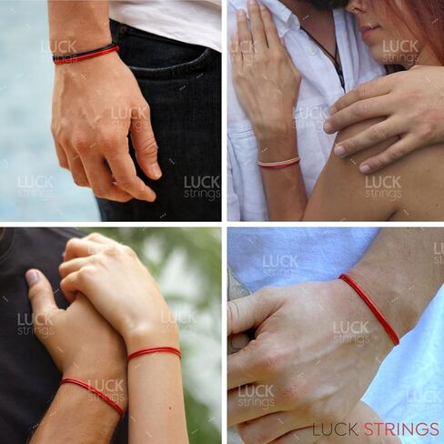 (عبوتان) سوار من النايلون الشمعي الأحمر قابل للتعديل للرجال والنساء - للجنسين مقاوم للماء وحماية العاطفة وقوة التعويذة وسحر الحظ السعيد والطاقة الحمراء سلسلة من الحب المصير in Kuwait