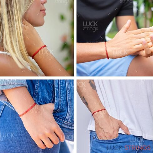 (عبوتان) سوار من النايلون الشمعي الأحمر قابل للتعديل للرجال والنساء - للجنسين مقاوم للماء وحماية العاطفة وقوة التعويذة وسحر الحظ السعيد والطاقة الحمراء سلسلة من الحب المصير in Kuwait
