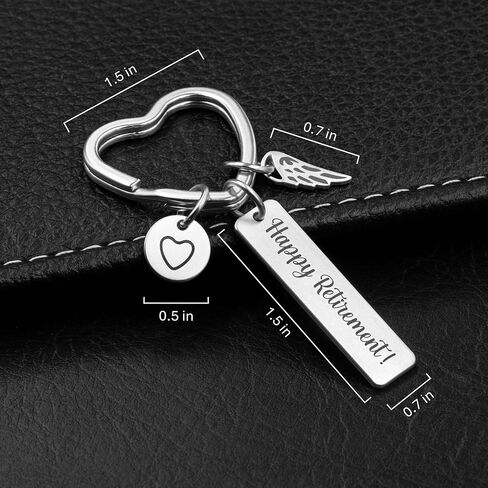 Keychain 'Happy Retirement' with Gift Bag | Heart-Shaped Keyring with Guardian Angel Charm – Retirement Gift Women in Saudi Arabia