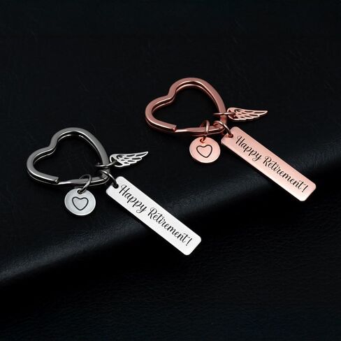 Keychain 'Happy Retirement' with Gift Bag | Heart-Shaped Keyring with Guardian Angel Charm – Retirement Gift Women in Saudi Arabia