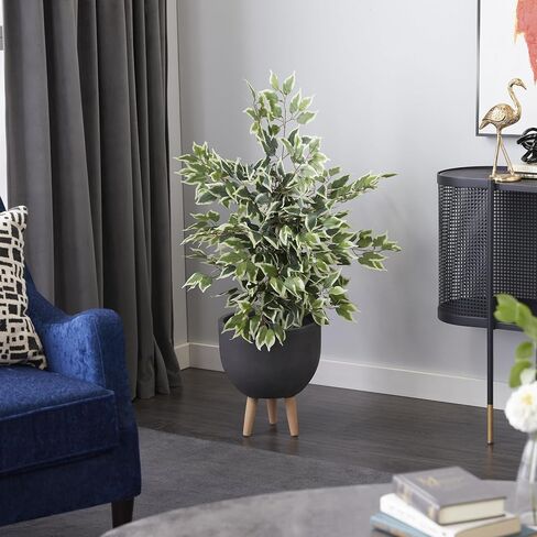 Deco 79 Polyester Ficus Artificial Tree with Black Plastic Pot, 38" x 36" x 73", Green in Saudi Arabia