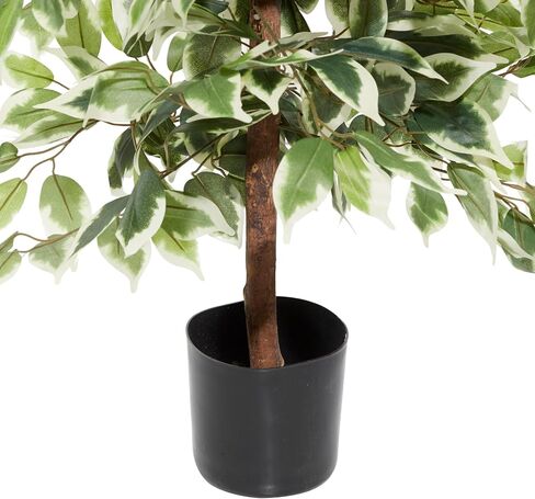 Deco 79 Polyester Ficus Artificial Tree with Black Plastic Pot, 38" x 36" x 73", Green in Saudi Arabia