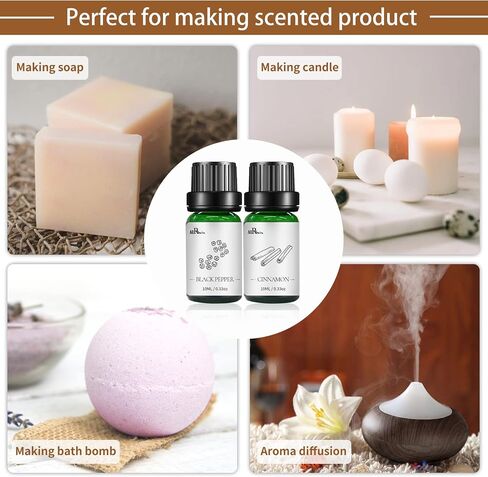100% Pure Essential Oils Fall Spice Scented Oil 6x10ml for Candle Soap Slime Making Diffuser Home Aromatherapy Scents Gift Set Fennel Cinnamon Ginger Black Pepper Nutmeg Litsea Cubeba in Saudi Arabia