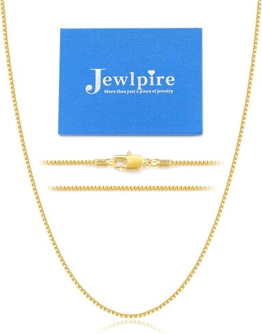 Jewlpire الإيطالية Soild 22K الذهب الحقيقي أكثر من 925 الفضة الاسترليني سلسلة قلادة للنساء، 1.3mm سلسلة مربع هيبوالرجينيك رقيقة وقوية سلسلة القلائد النسائية 14/16/18/20/22/24/26 بوصة in Kuwait