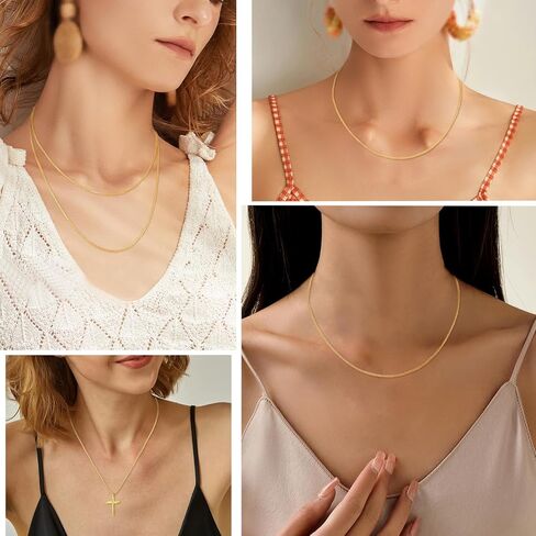 Jewlpire الإيطالية Soild 22K الذهب الحقيقي أكثر من 925 الفضة الاسترليني سلسلة قلادة للنساء، 1.3mm سلسلة مربع هيبوالرجينيك رقيقة وقوية سلسلة القلائد النسائية 14/16/18/20/22/24/26 بوصة in Kuwait