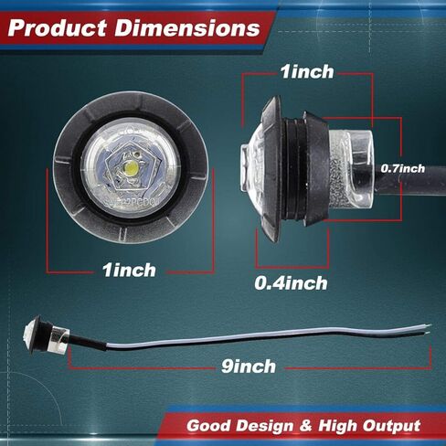 (حزمة من 100) 3/4 بوصة صغيرة مستديرة واضحة عدسة العنبر LED مختومة أضواء العلامات الجانبية التخليص مؤشر مصابيح مقطورة سحب شاحنة بيك اب حافلة قارب 12 فولت تيار مستمر XT in Kuwait