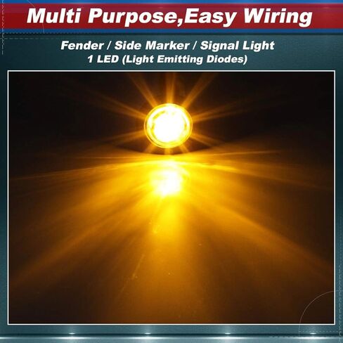 (حزمة من 100) 3/4 بوصة صغيرة مستديرة واضحة عدسة العنبر LED مختومة أضواء العلامات الجانبية التخليص مؤشر مصابيح مقطورة سحب شاحنة بيك اب حافلة قارب 12 فولت تيار مستمر XT in Kuwait