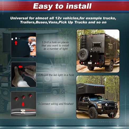 (حزمة من 100) 3/4 بوصة صغيرة مستديرة واضحة عدسة العنبر LED مختومة أضواء العلامات الجانبية التخليص مؤشر مصابيح مقطورة سحب شاحنة بيك اب حافلة قارب 12 فولت تيار مستمر XT in Kuwait