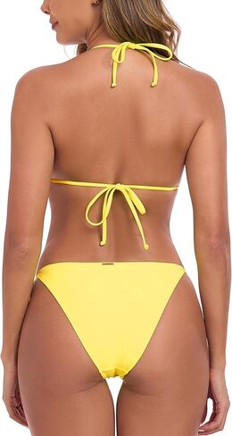 RELLECIGA Women's Triangle Two Piece Swimsuit Bead Halter Bikini Sets String Bathing Suits in Kuwait