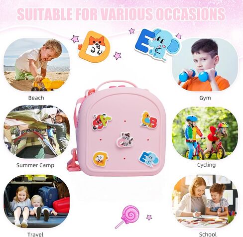 Kids Silicone Backpack, Water-Resistant Mini Travel Bag with Alphabet Badges for Toddlers 3-6, Skin-Friendly, Easy-to-Clean, Gift for girls(Pink) in Saudi Arabia