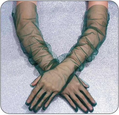 CASDRE Long Tulle Gloves Elbow Length Bridal Arm Sleeves Prom Halloween Costume Sheer Gloves for Women in Kuwait