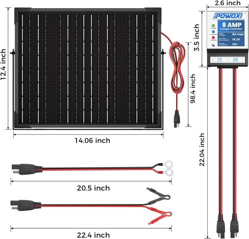 12V Solar Panel Battery Charger: 20W Solar Car Trickle Maintainer in Saudi Arabia