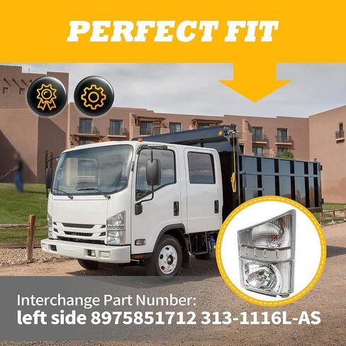 8975851712 Driver Side Headlight Assembly Corner Lamp Compatible with NPR NPR-HD NQR NRR 2008-2020 with Electrical Machinery (Left) in Kuwait