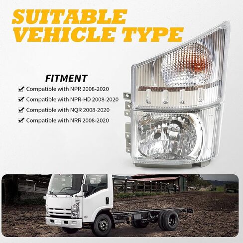 8975851712 Driver Side Headlight Assembly Corner Lamp Compatible with NPR NPR-HD NQR NRR 2008-2020 with Electrical Machinery (Left) in Kuwait