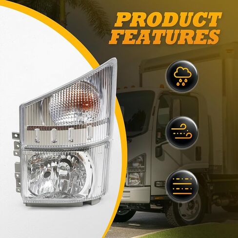 8975851712 Driver Side Headlight Assembly Corner Lamp Compatible with NPR NPR-HD NQR NRR 2008-2020 with Electrical Machinery (Left) in Kuwait