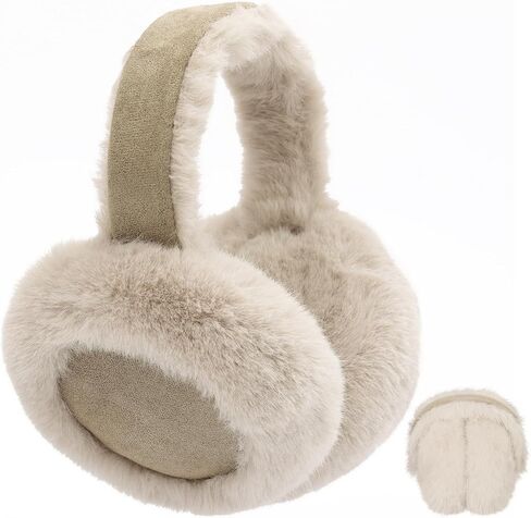 Ear Muffs for Winter Women Faux Fur Warm Earmuffs Foldable Cute Fuzzy Ear Warmers in Saudi Arabia