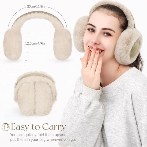 Ear Muffs for Winter Women Faux Fur Warm Earmuffs Foldable Cute Fuzzy Ear Warmers in Saudi Arabia