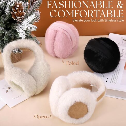Ear Muffs for Winter Women Faux Fur Warm Earmuffs Foldable Cute Fuzzy Ear Warmers in Saudi Arabia