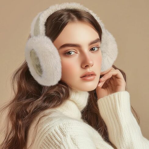 Ear Muffs for Winter Women Faux Fur Warm Earmuffs Foldable Cute Fuzzy Ear Warmers in Saudi Arabia
