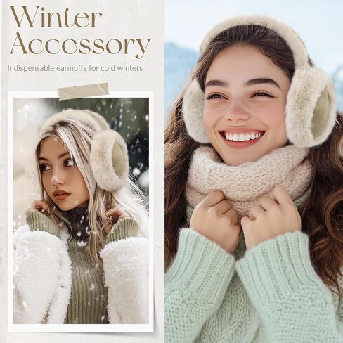 Ear Muffs for Winter Women Faux Fur Warm Earmuffs Foldable Cute Fuzzy Ear Warmers in Saudi Arabia