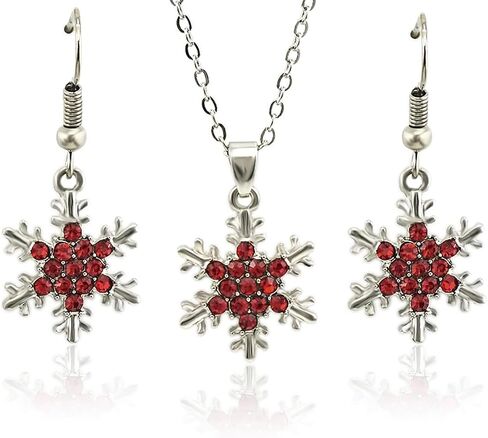Snowflake Necklace Earrings Jewelry Set for Women Sparkling Cubic Zirconia Snowflake Pendant Necklace Earrings Set Snowflake Jewerly Sets Trendy Christmas Necklace Drop Dangle Earring Set Dainty Crystal Winter Snowflake Flower Jewelry in Kuwait