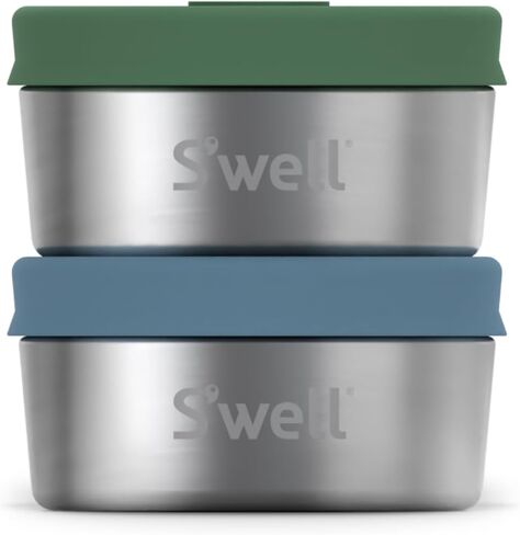 S'well Stainless Steel Condiment Container Set with Silicone Leak-Proof Lids - 2oz, 2 Condiment Containers - Easy to Clean, Dishwasher Safe,Silver in Kuwait