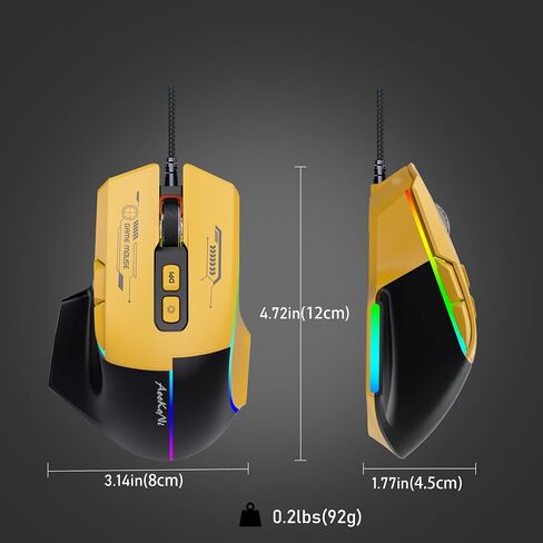 ماوس كمبيوتر سلكي USB مزود بـ 7 أزرار قابلة للبرمجة، ونقطة لكل بوصة قابلة للتعديل حتى 7200، وقبضة مريحة مع إضاءة LED in Kuwait