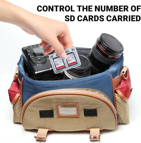 32 Slot light gray Portable SD Card Holder with 4 Individual Clear Plastic Memory Card Cases, Sailcloth Surface SD Card Case, Waterproof and Shockproof SD Card Storage for SD Cards in Saudi Arabia