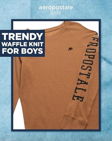 AEROPOSTALE Boys' Long Sleeve Shirt - Soft Blended Thermal Crewneck Long Sleeve Top - Casual Warm Baselayer for Boys (8-16) in Kuwait