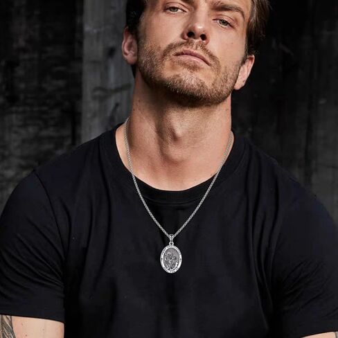 St Michael/St Christopher/Memento Mori/Virgin Mary Necklace for Men S925 Sterling Silver Saint Christopher Pendant Necklace Religious medals Jewelry Gift in Kuwait