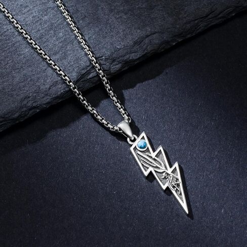 Lightning Bolt Necklace 925 Sterling Silver Turquoise Lightning Pendant Western Country Jewelry Gifts for Men Women in Kuwait