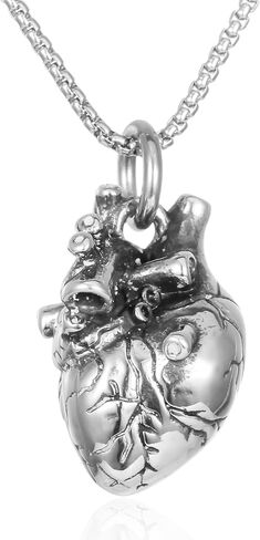Anatomical 3D Heart Cremation Jewelry For Ashes Of Loved Ones Keepsake Urn Necklace For Women Men Memorial Pendant Stainless Steel in Kuwait